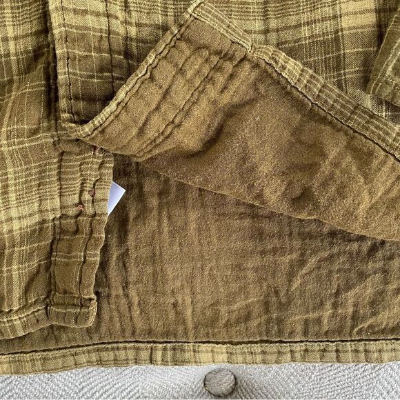 Woolrich Yellow Green Plaid Button Shirt Gauzey Cotton M - Picture 5 of 8